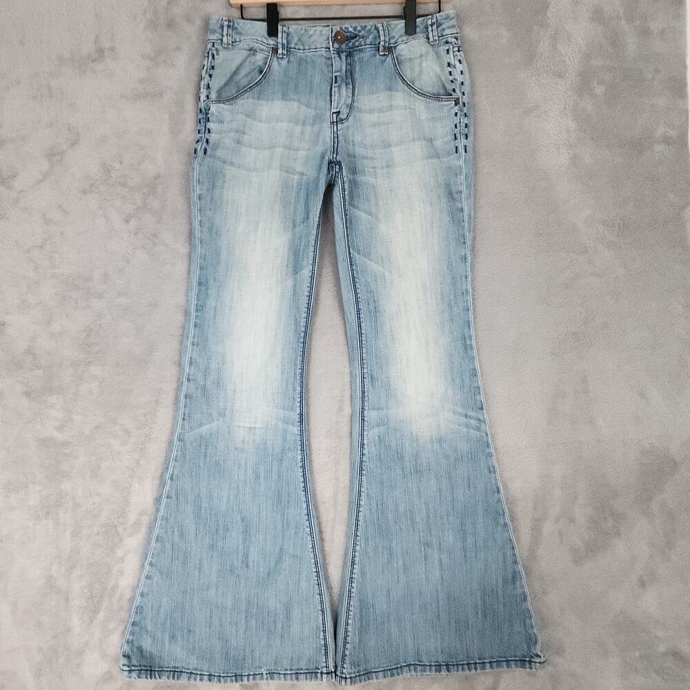 MEK DNM sand wash ultra flare jeans mid rise 30x32 Y2K Bratz Indie Boho